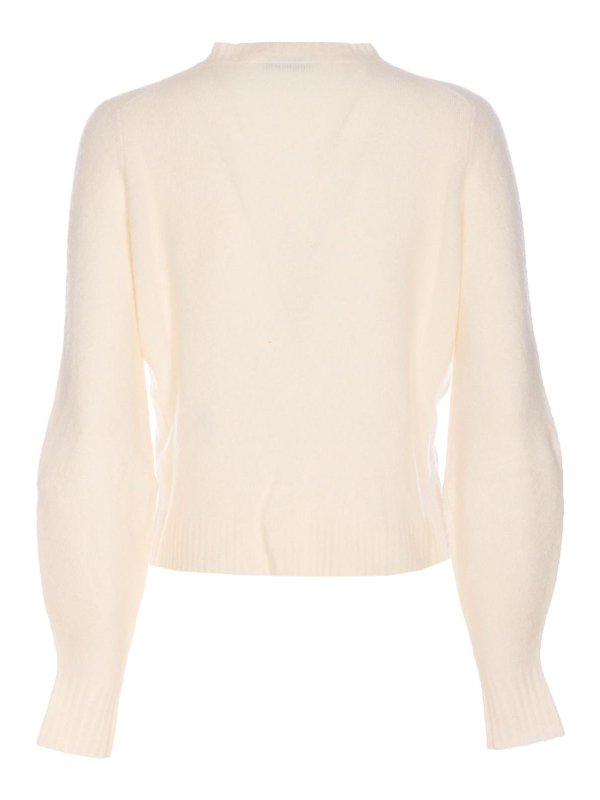 Max Mara: Strickpullover mit Rundhalsausschnitt online - Rundhalspullover - Weiß