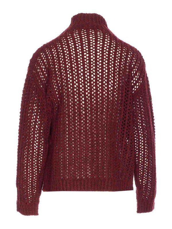 Max Mara: Strickpullover mit Rundhalsausschnitt online - Rundhalspullover - Dunkelrot