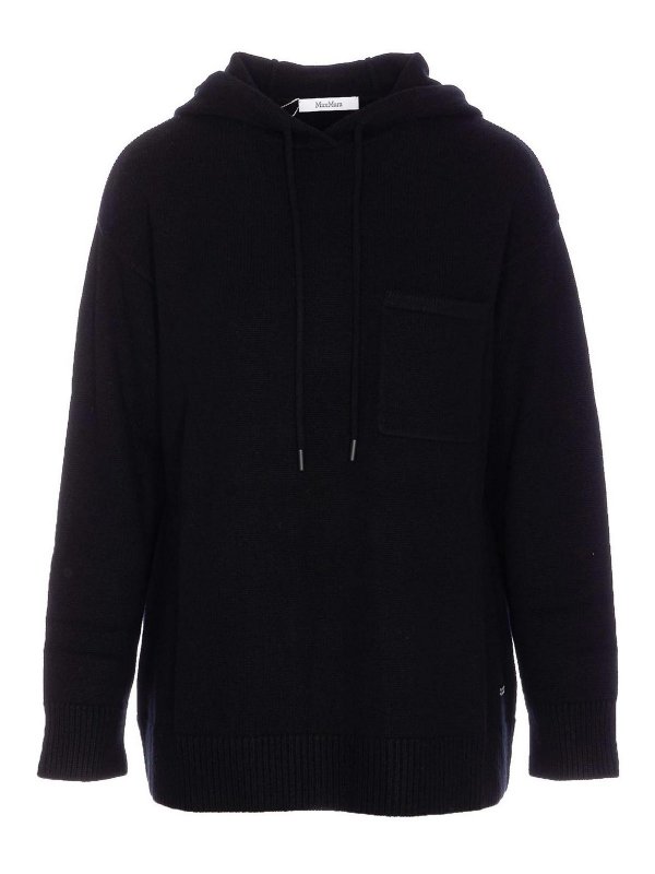 Max Mara: Strickpullover mit Rundhalsausschnitt - Rundhalspullover - Schwarz