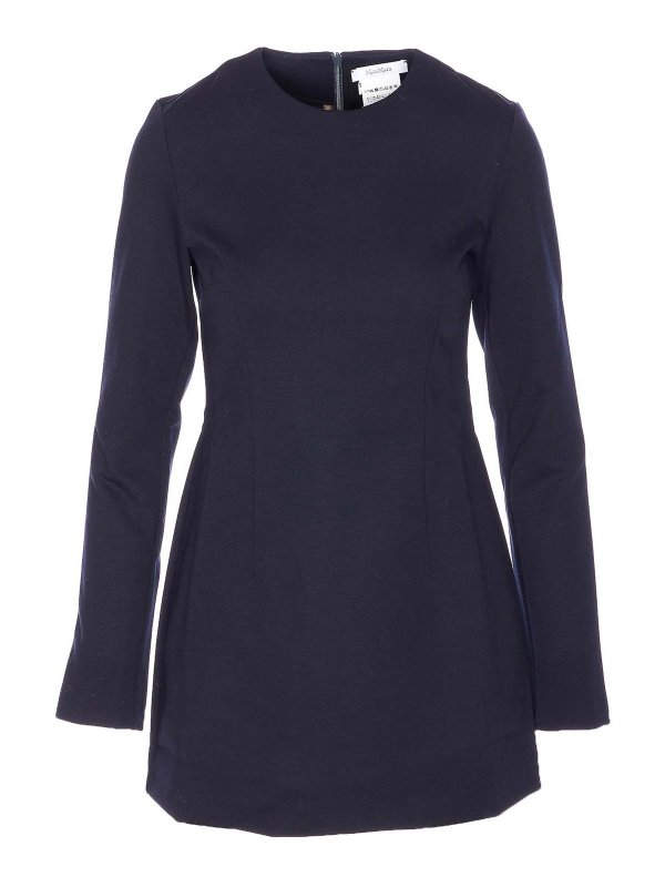 Max Mara: Strickpullover mit Rundhalsausschnitt - Rundhalspullover - Blau