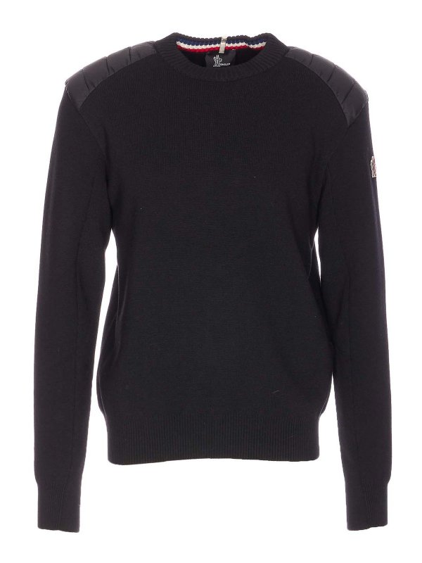 MONCLER: Strickpullover mit Rundhalsausschnitt - Rundhalspullover - Schwarz