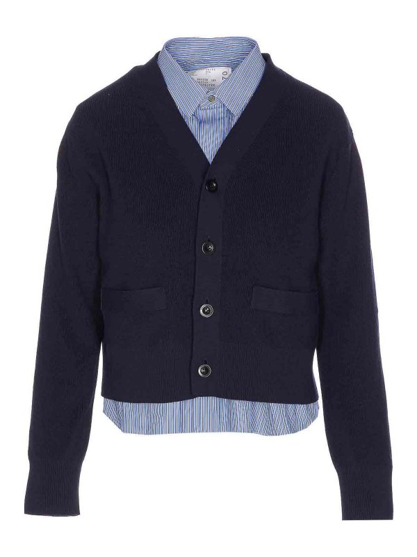Sacai: Cardigans - Cardigan - Blau