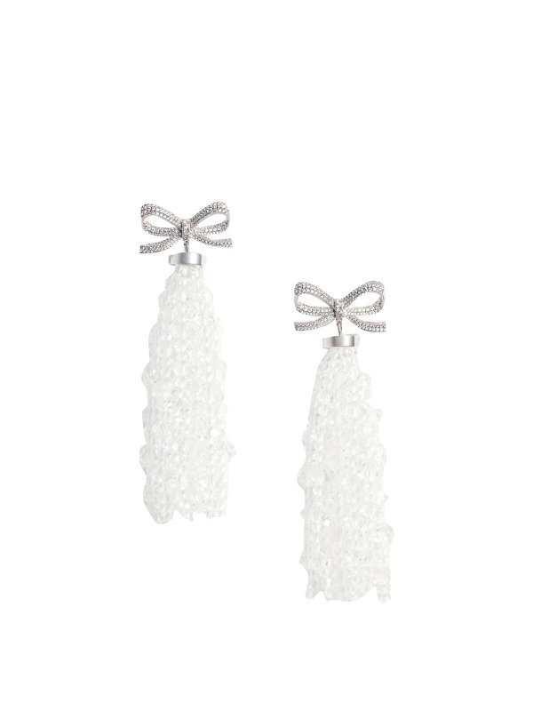 Self Portrait: Earrings - Bow Beaded Waterfall Earrings