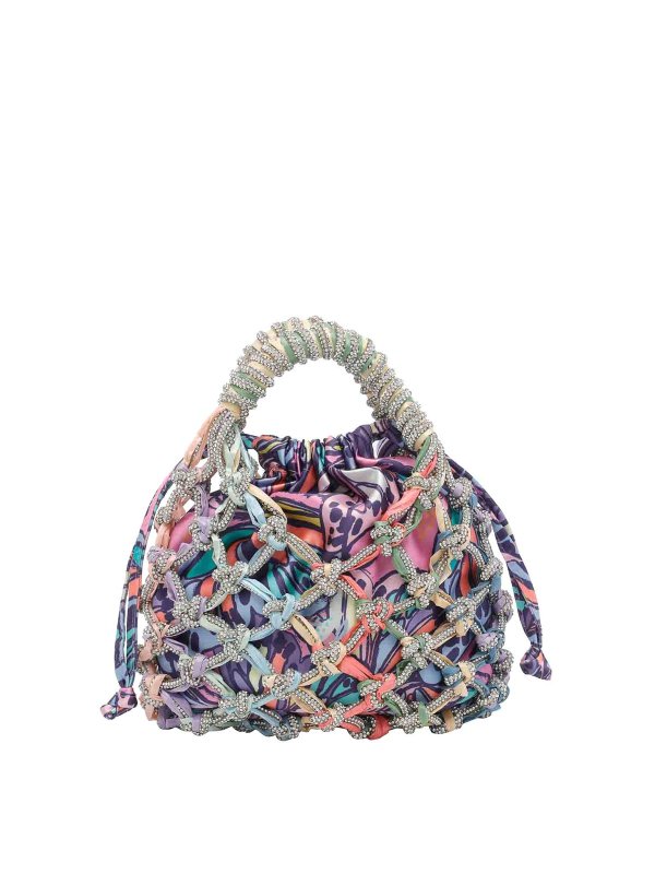 The Best Shops KURT GEIGER: Bucket bags - Multicolor Small Macrame Crystal Bucket Bag
