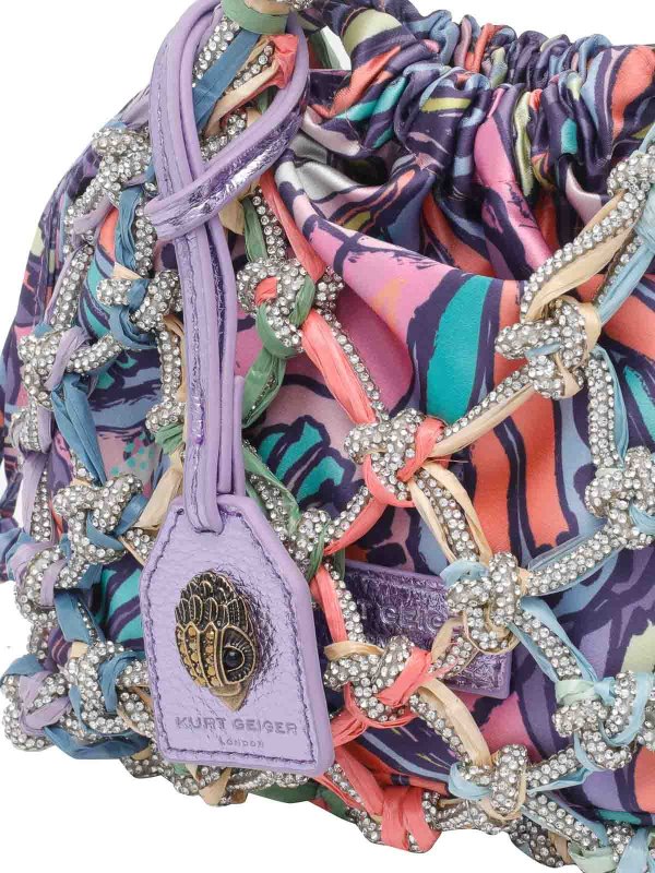 Multicolor Small Macrame Crystal Bucket Bag shop online: KURT GEIGER