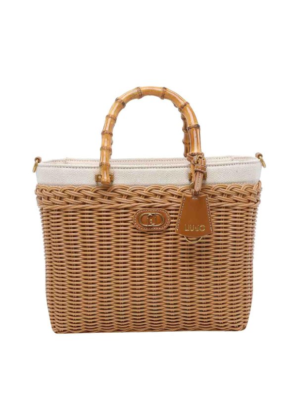 Liu Jo: shopper - Borsa tote beige e bianca