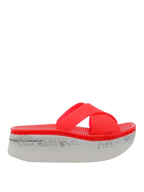 PREMIATA: sandals - Red Moura Platform Sandals