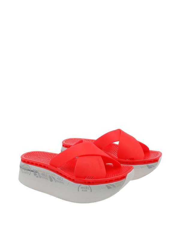 PREMIATA: sandals online - Red Moura Platform Sandals