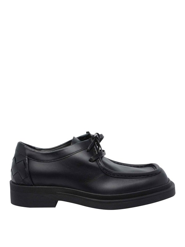BOTTEGA VENETA: レースアップシューズ - 編み上げ靴 - 黒