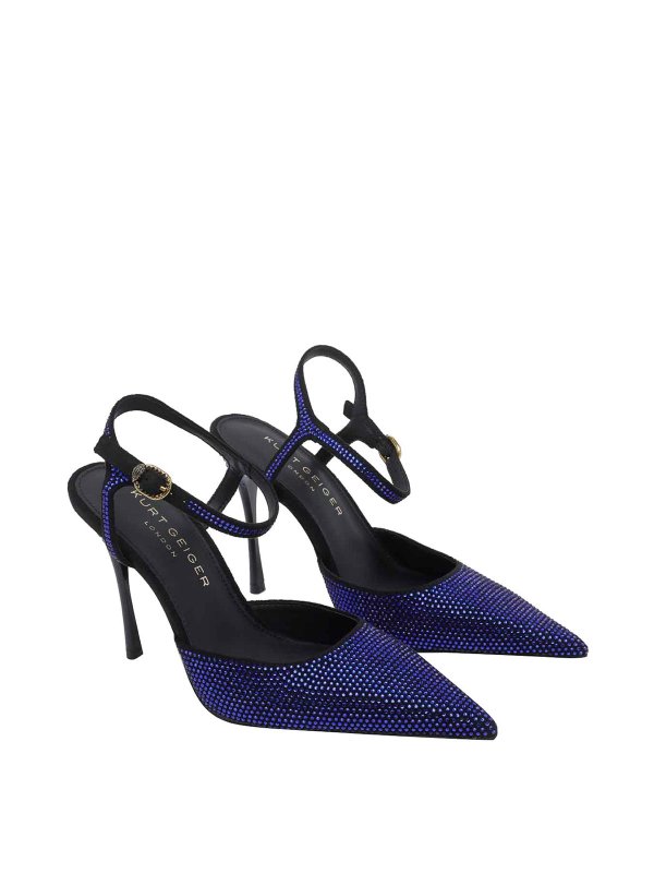 KURT GEIGER: court shoes online - Blue Mayfair Slingback Pump