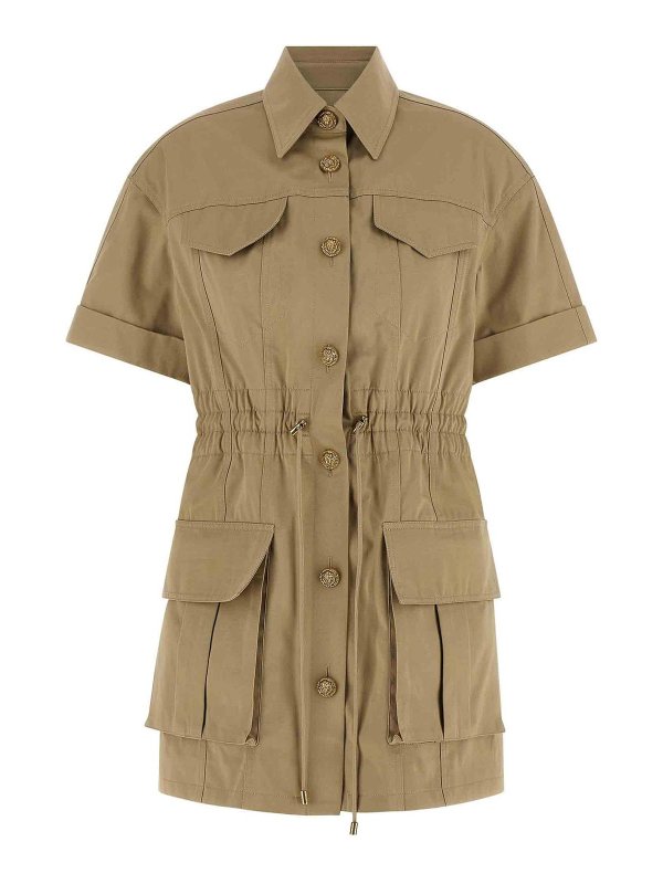 Balmain: Robe longueur genou - Robe Au Genou - Vert