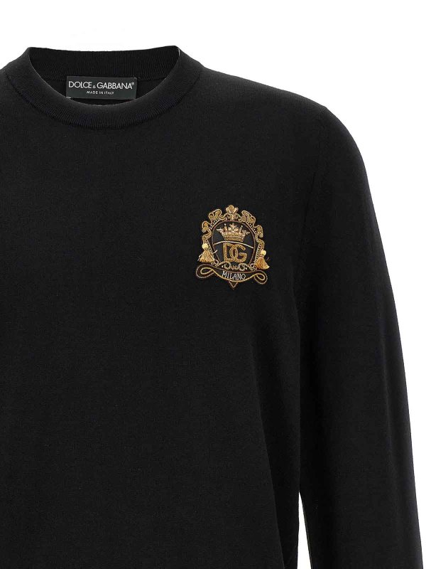 The Best Shops DOLCE & GABBANA: Strickpullover mit Rundhalsausschnitt - Rundhalspullover - Schwarz