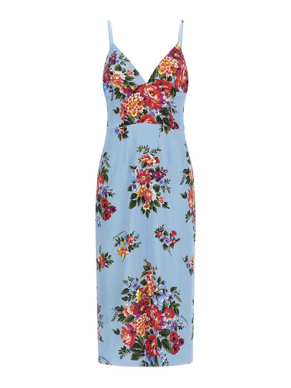 DOLCE & GABBANA: Knielange Kleider - Knielanges Kleid - Hellblau