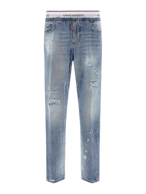 DSQUARED2: Jeans à jambe droite - Jean Droit - Bleu