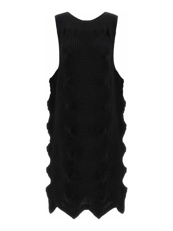 ISSEY MIYAKE: ニーレングスドレス - 膝丈ドレス - 黒