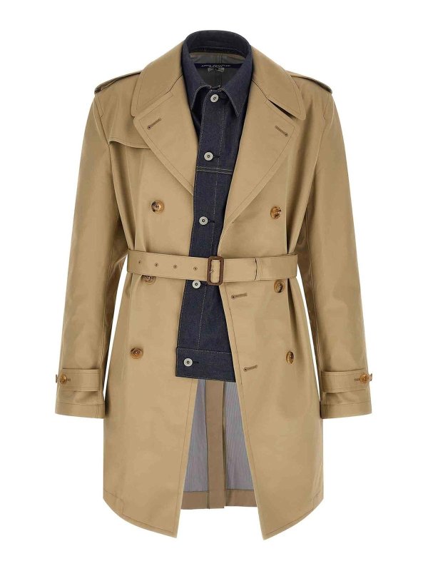 JUNYA WATANABE: trench coats - Denim Insert Trench Coat