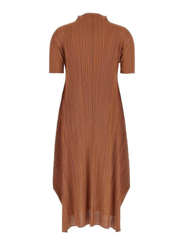 PLEATS PLEASE ISSEY MIYAKE: ニーレングスドレス online - 膝丈ドレス - ブラウン