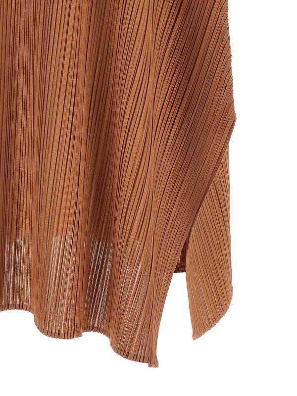 膝丈ドレス - ブラウン shop online: PLEATS PLEASE ISSEY MIYAKE