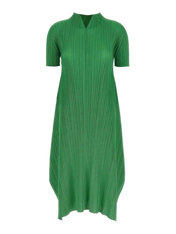 PLEATS PLEASE ISSEY MIYAKE: ニーレングスドレス - 膝丈ドレス - 緑