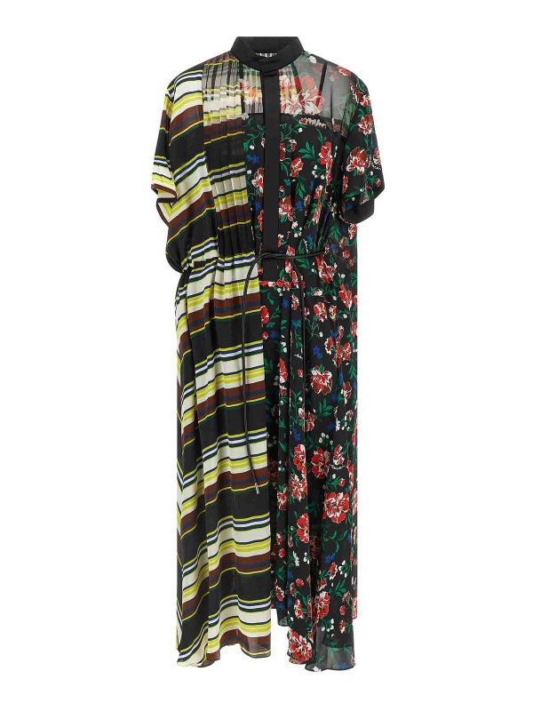 Sacai: knee length dresses - Pattern Mix Dress