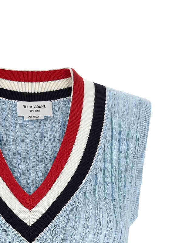 The Best Shops THOM BROWNE: Gilets tricot - Gilet - Bleu Clair