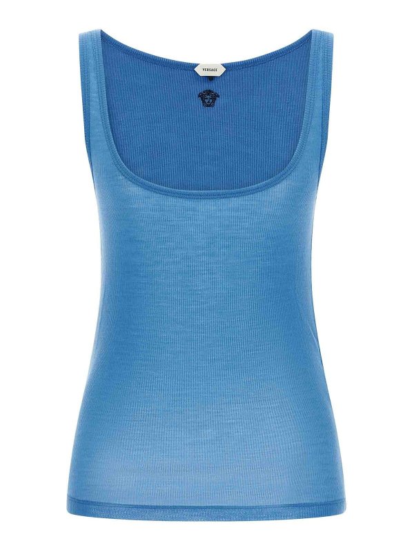 VERSACE: Tops y camisetas sin mangas - Top - Azul Claro