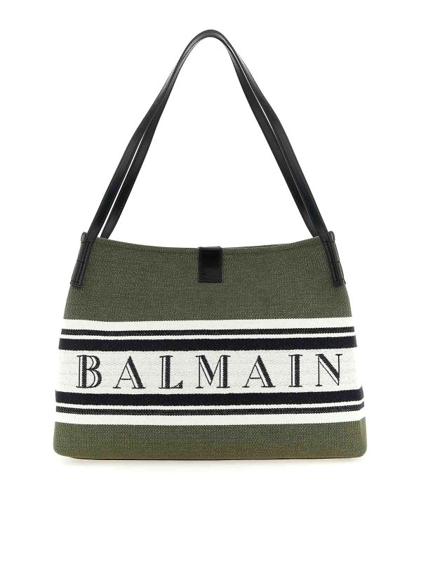 Balmain: Sacs à main - Sac Cabas - Vert