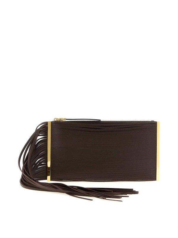 ELISABETTA FRANCHI: クラッチバッグ - クラッチバッグ - ブラウン