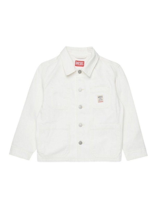 DIESEL: casual jackets - Cotton jacket with logo patch