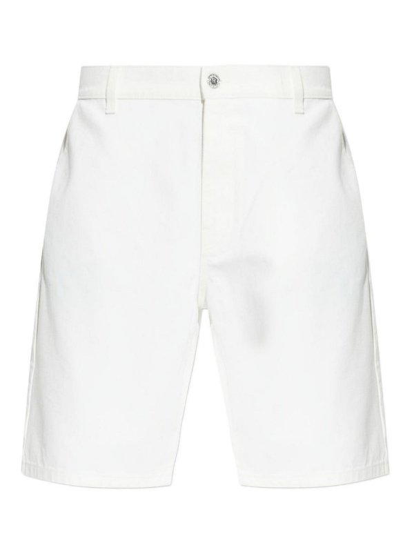 Balmain: Trousers Shorts - Denim shorts with application