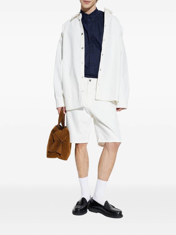 Denim shorts with application shop online: Balmain