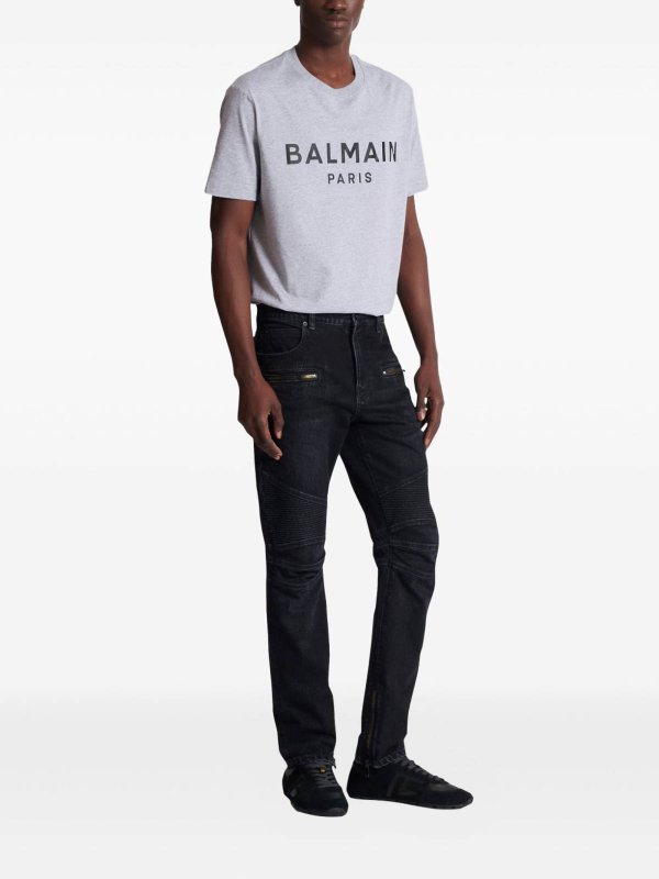Jeans biker con cerniera shop online: Balmain