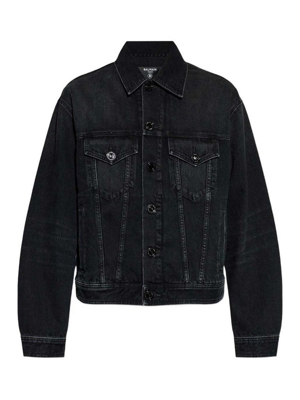 Balmain: デニムジャケット - デニムジャケット - 黒
