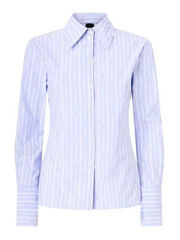 Pinko: camicie - Camicia in cotone rigato con logo
