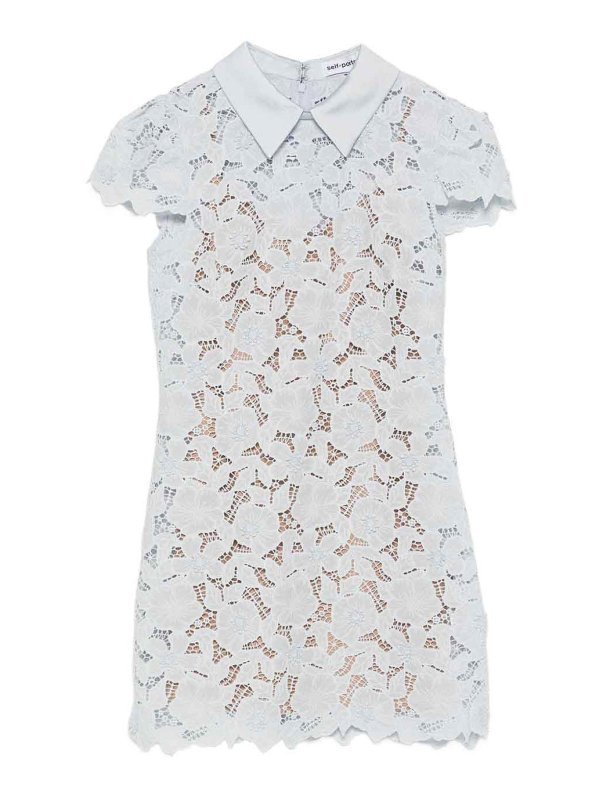 Self Portrait: Robe longueur genou - Robe Au Genou - Bleu Clair