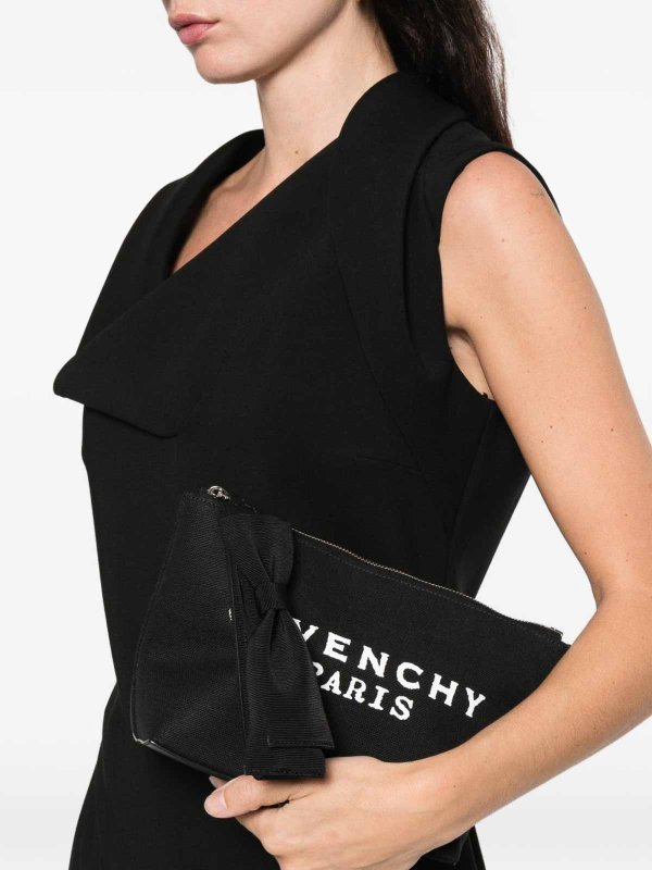 GIVENCHY: clutches online - Small pouch in canvas with bow