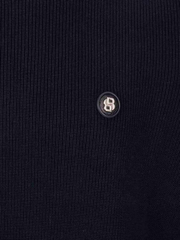 The Best Shops Hugo Boss: Strickpullover mit Rundhalsausschnitt - Rundhalspullover - Blau