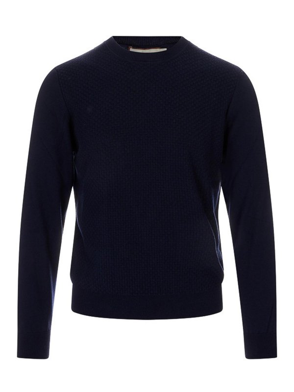 CANALI: Suéteres con cuello pico - Suéter Cuello Redondo - Azul