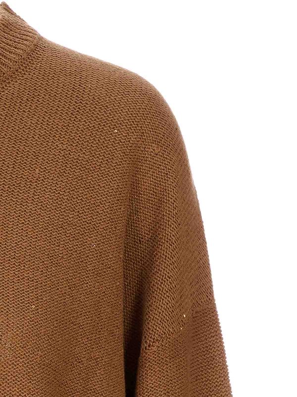 The Best Shops FABIANA FILIPPI: Strickpullover mit Rundhalsausschnitt - Rundhalspullover - Braun