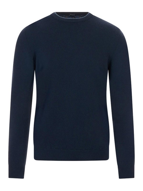 FEDELI: Suéteres con cuello pico - Suéter Cuello Redondo - Azul