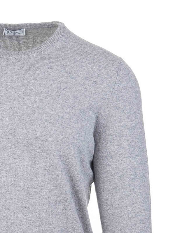 The Best Shops FEDELI: Strickpullover mit Rundhalsausschnitt - Rundhalspullover - Grau