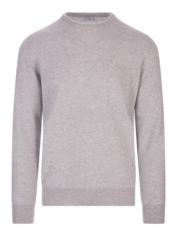 FEDELI: Suéteres con cuello pico - Suéter Cuello Redondo - Gris