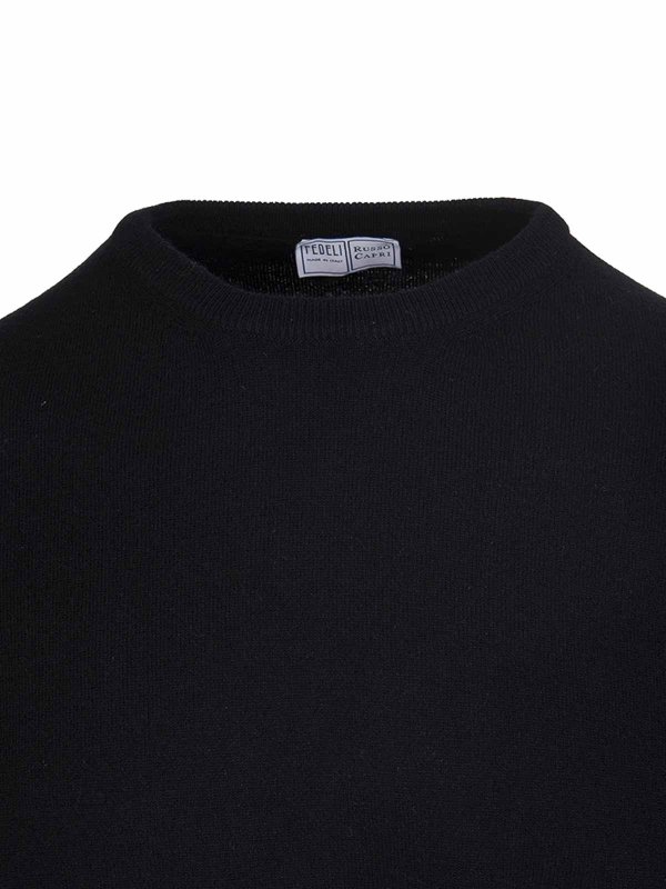 The Best Shops FEDELI: Strickpullover mit Rundhalsausschnitt - Rundhalspullover - Schwarz