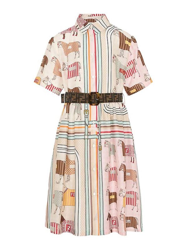Fendi Jr: ニーレングスドレス - 膝丈ドレス - マルチカラー