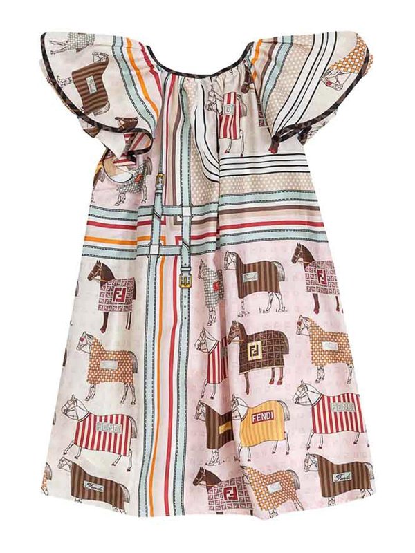 Fendi Jr: ニーレングスドレス online - 膝丈ドレス - マルチカラー