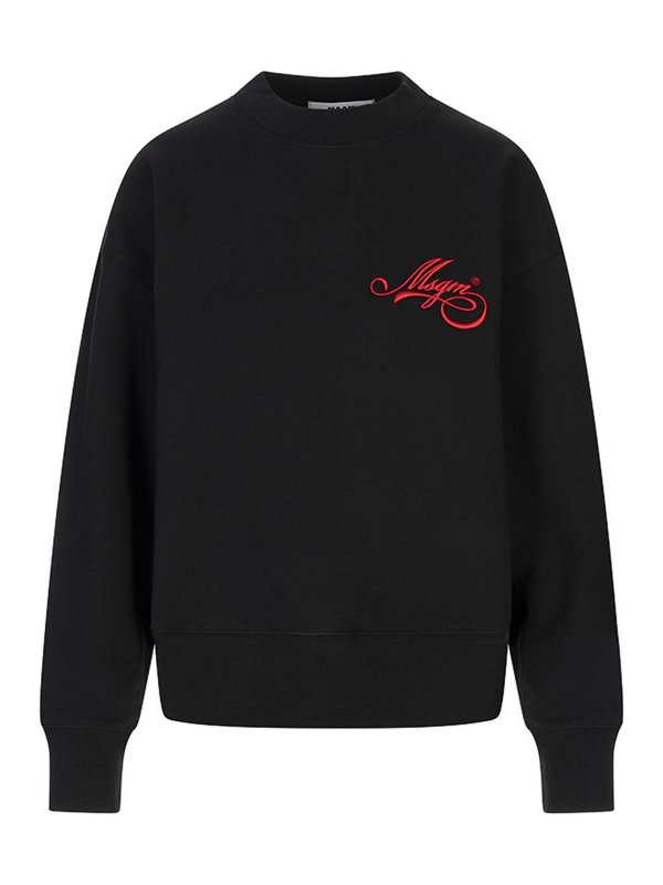 m.s.g.m.: Sweatshirts & Sweaters - Sweatshirt With Embroidered Cursive Msgm Logo