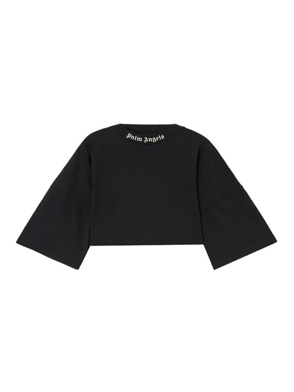 Palm Angels: t-shirt - Back Curved Logo Mini Tee