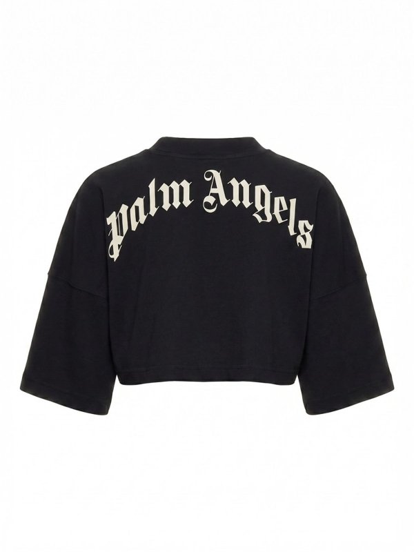 Palm Angels: t-shirt online - Back Curved Logo Mini Tee