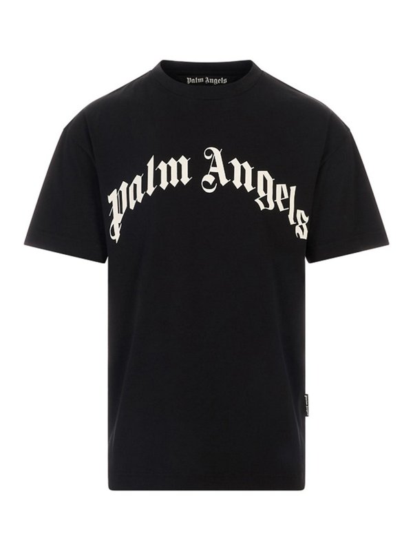 Palm Angels: t-shirts - Curved Logo Regular Tee