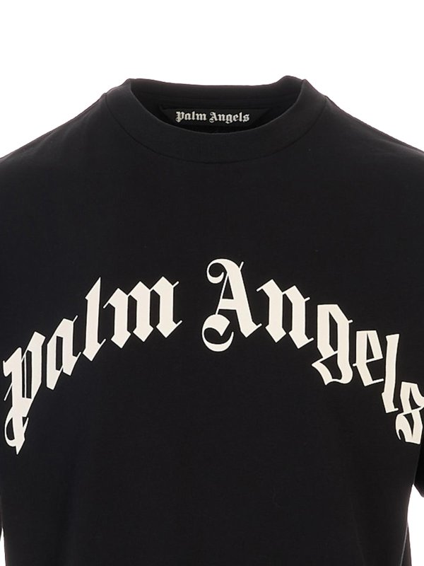 The Best Shops Palm Angels: t-shirts - Curved Logo Regular Tee